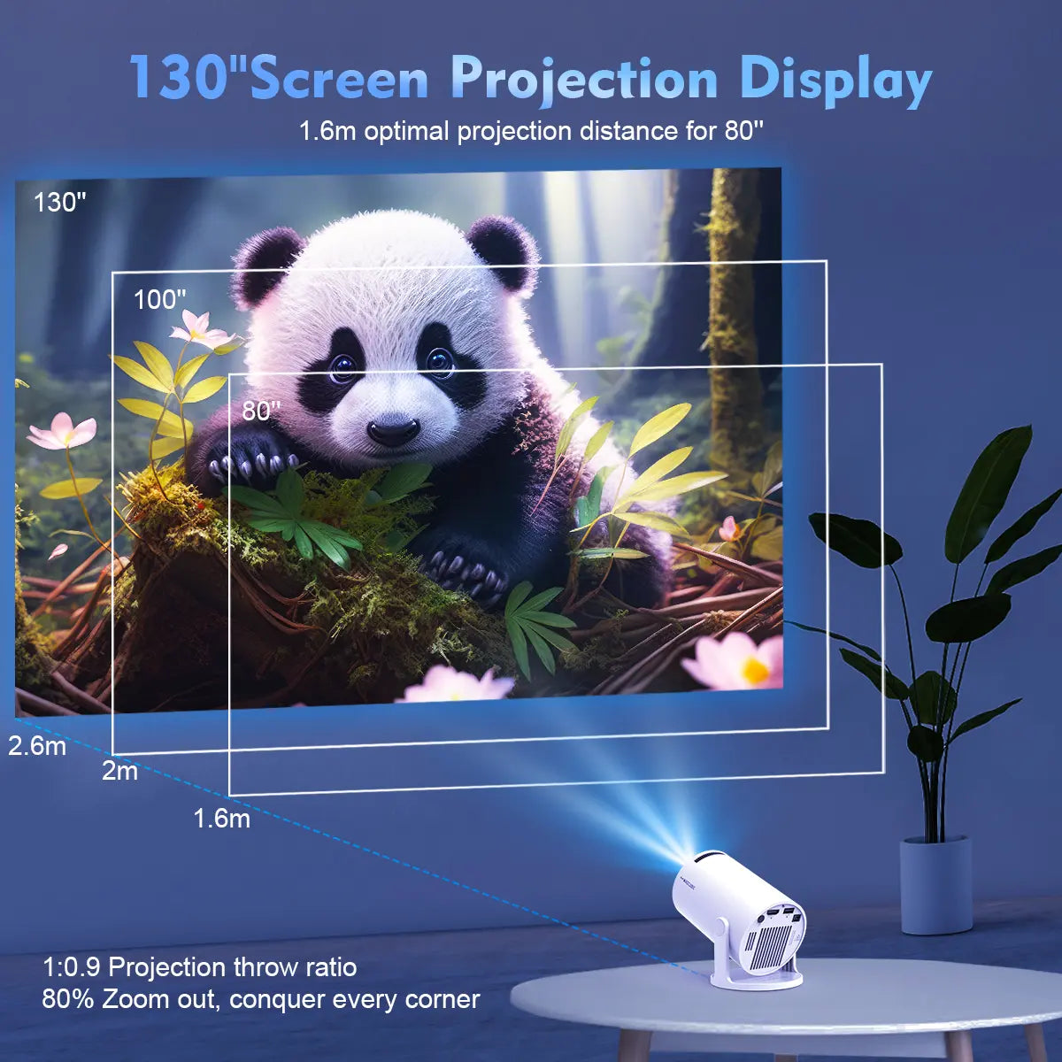 [US Warehouse] Magcubic Hy300Pro Projector 290ANSI Android 14.0 Dual Wifi6 8K 4K Decode Auto Keystone Correction Wireless BT5.4 130"Screen 1280*720P Built-In Speaker Allwinner H726 180° Rotatable Mini Portable Home Cinema Outdoor Audio Gift